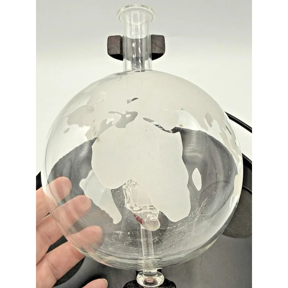 Whiskey Liquor/Wine Decanter Globe World Set Spun Glass Ship 4 Glasses/Tray